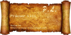 Prácser Lili névjegykártya
